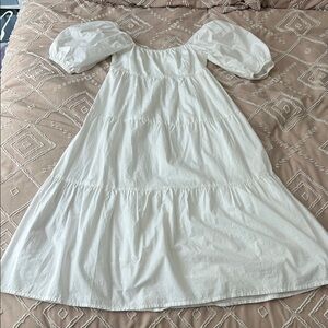 White Puff Sleeve Maxi Dress